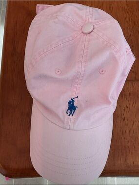 Ralph Lauren Pink Cap with Blue Polo Logo One Size Adjustable